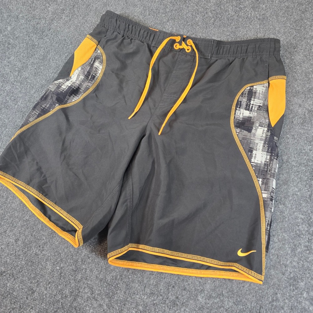 Nike Swim Trunks‎ Board Shorts Gray Orange Accents Medium